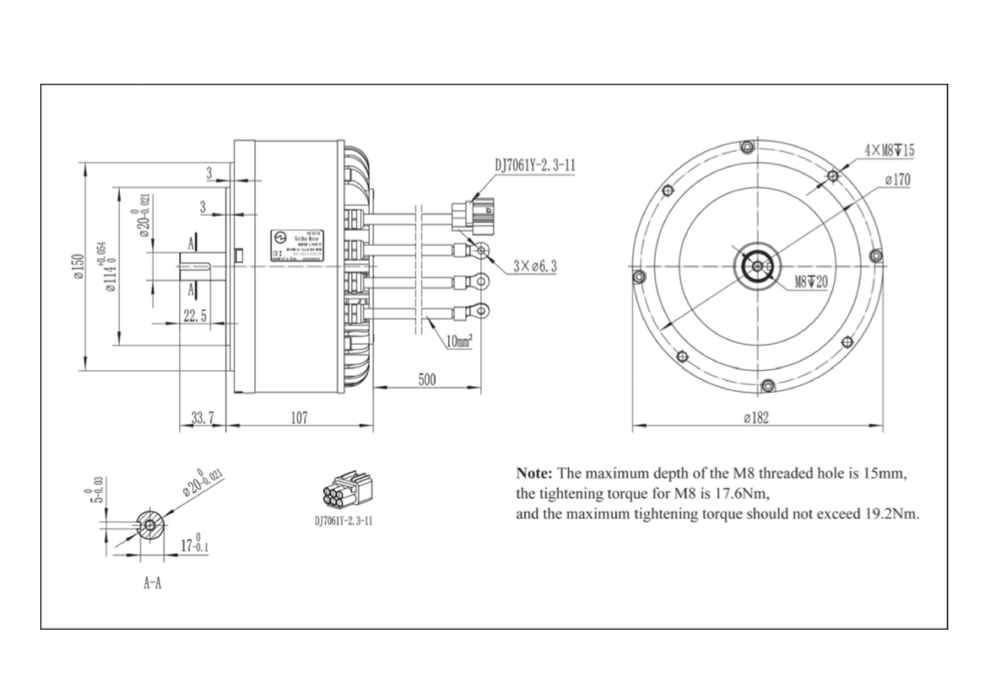 KIT: Golden Motors HPM3 3Kw AXIAL FLUX BLDC Motor 48V/72V
